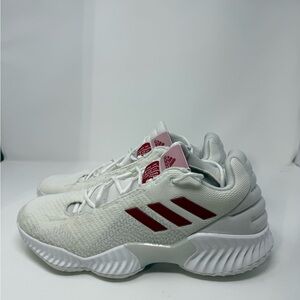 ADIDAS PRO BOUNCE 2018 Low Cut BASKETBALL White & Red Sneakers Sz 14 (BZRGUO)